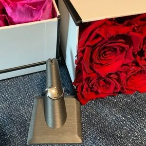 Vintage silver and cultured pearl ring